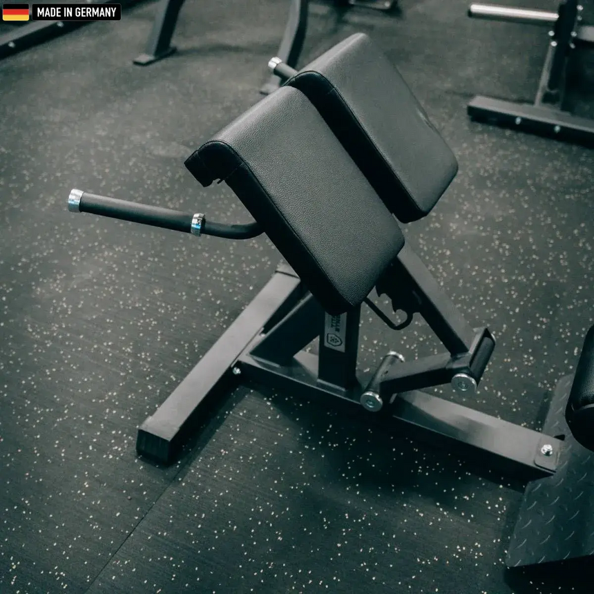 "Titanium Strength Hyperextension Roman Chair for lower back training."

