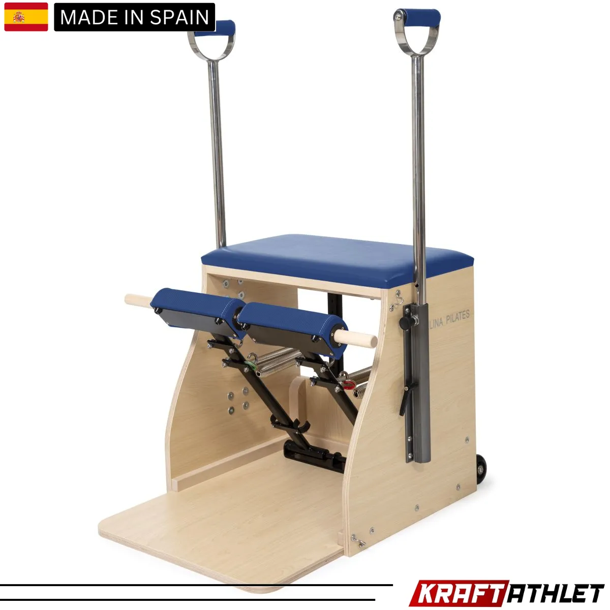 "Elina Pilates Wood Combo Chair, a professional-grade Pilates chair for core strength, flexibility, and stability training."

