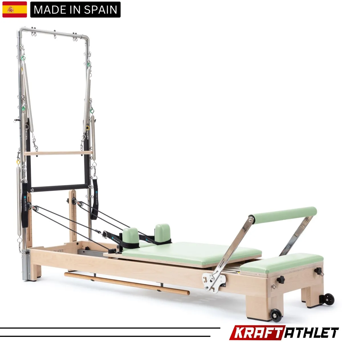 "Elina Pilates Wooden Lignum Reformer with Tower – High-quality Pilates equipment for professional and home use."

