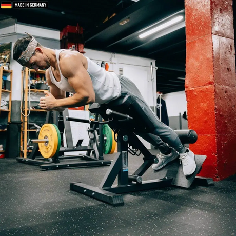 "Titanium Strength Hyperextension Roman Chair for lower back training."

