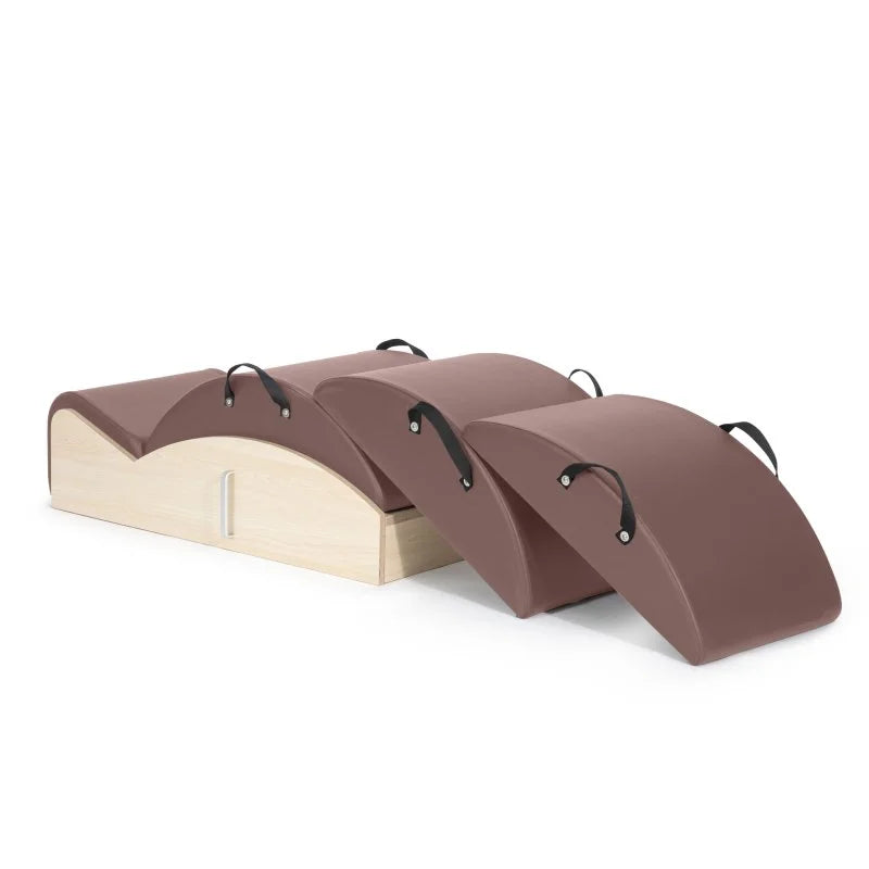Elina Pilates Spine Corrector 3-in-1 with three interchangeable arches, aluminum handles and non-slip surface for versatile Pilates training.
