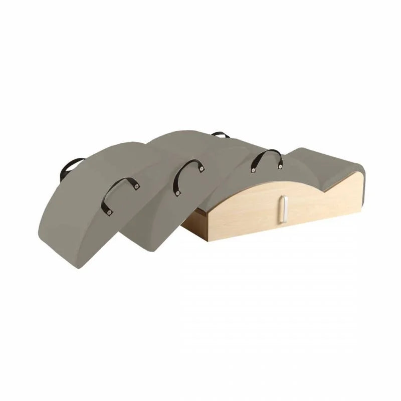 Elina Pilates Spine Corrector 3-in-1 with three interchangeable arches, aluminum handles and non-slip surface for versatile Pilates training.
